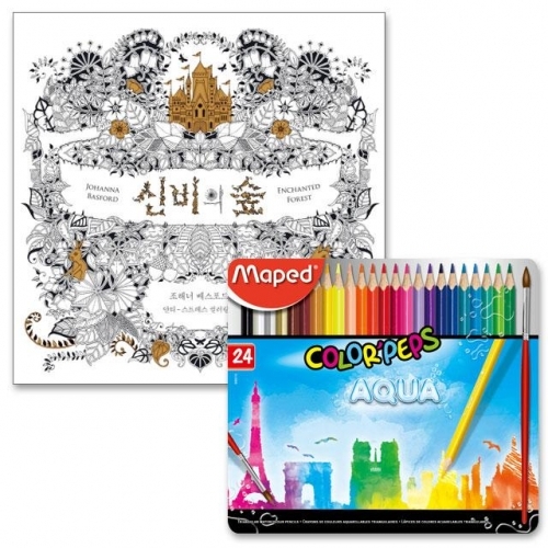 잇썸몰,마패드 컬러펩스 수채색연필 틴 24색 and 신비의숲