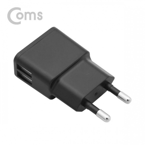 잇썸몰,coms 가정용 충전기 5V 2A 2Port 블랙(케이블 미포함)