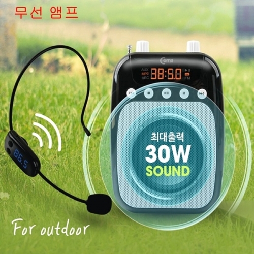 잇썸몰,30W 사운드 무선 마이크 앰프 스피커-블랙(FM 라디오 방식)