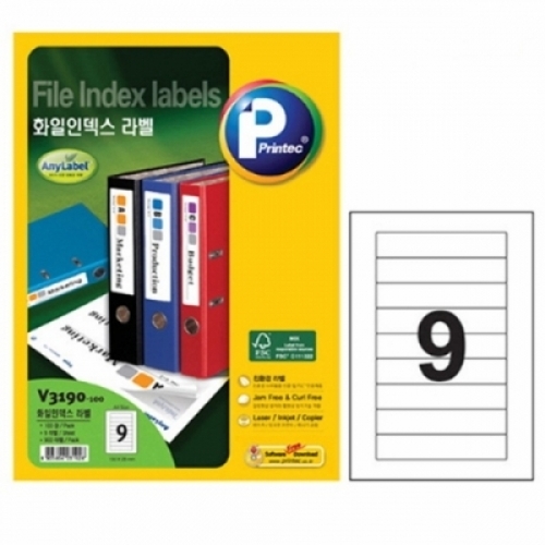 잇썸몰,프린텍 애니라벨 V3190 (9칸) (100매)