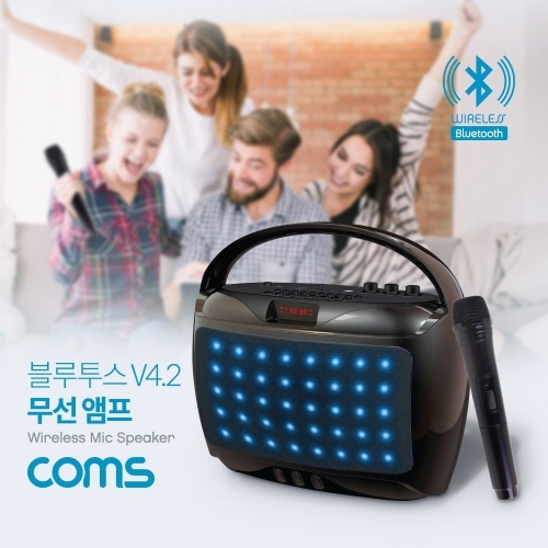 잇썸몰,Coms 블루투스 앰프 스피커＋무선 마이크 MicroSD 재생