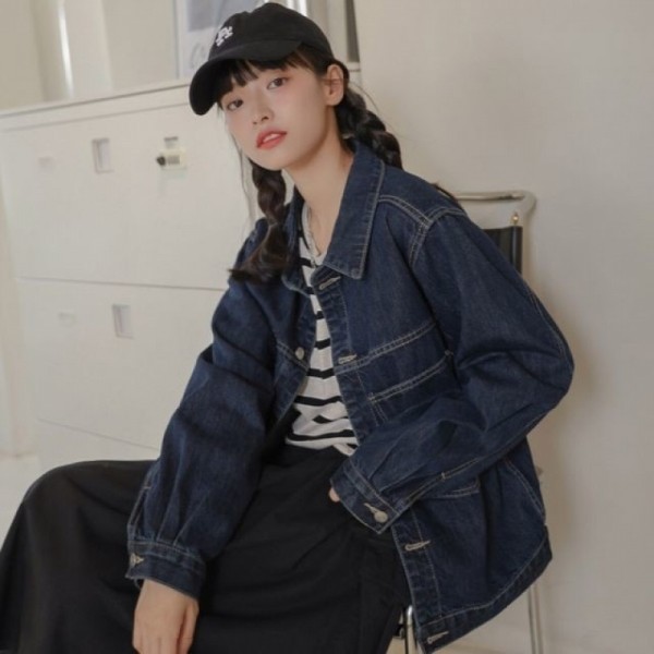 잇썸몰,진청 오버핏 데님자켓 청재킷 진청 다크데님 아우터