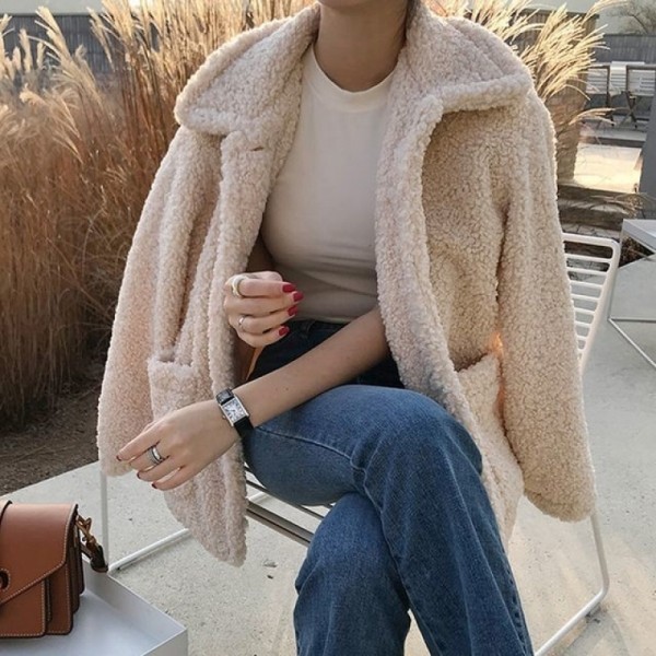 잇썸몰,여성 뽀글이 하프 코트 자켓 캐주얼 뽀글이 자켓
