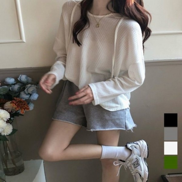 잇썸몰,여자 와플 여리핏 후드 여성 티셔츠 4color