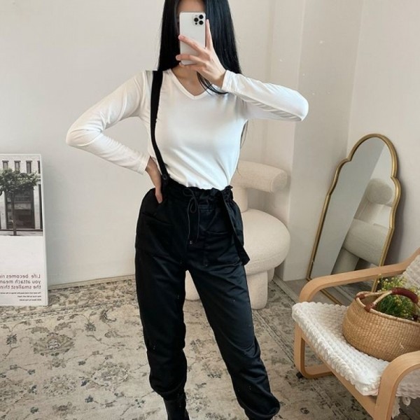 잇썸몰,여성 라운드 브이넥 기본 데일리 긴팔티셔츠