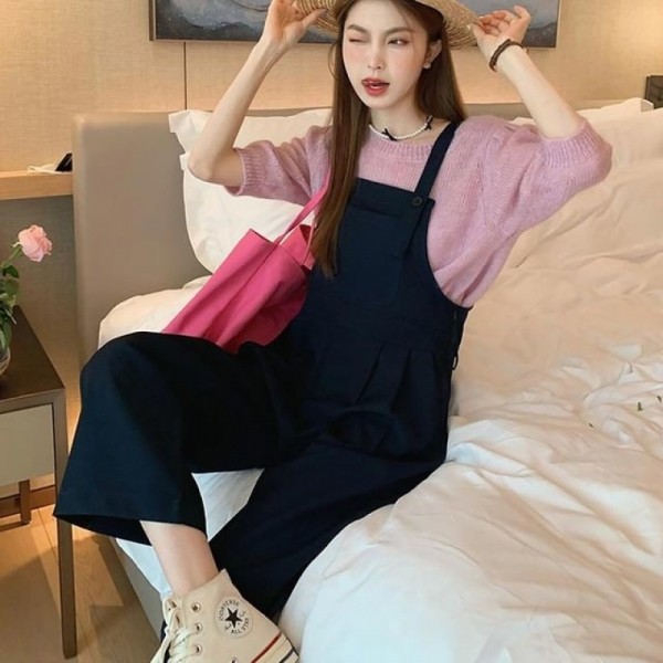 잇썸몰,여성 여름 멜빵 스트랩 점프슈트 데일리 빈티지 포켓