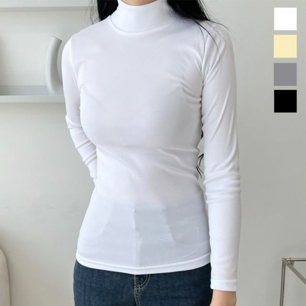 잇썸몰,여성 겨울 폴라티 목이 편한 하프넥 기본 목티 이너