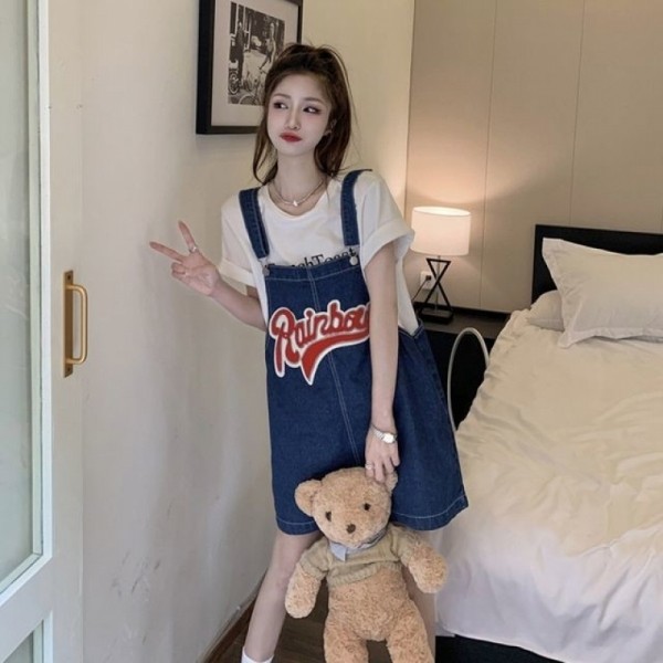 잇썸몰,메이비굿 여성의류 레터링 미니멜빵바지 여자점프슈트