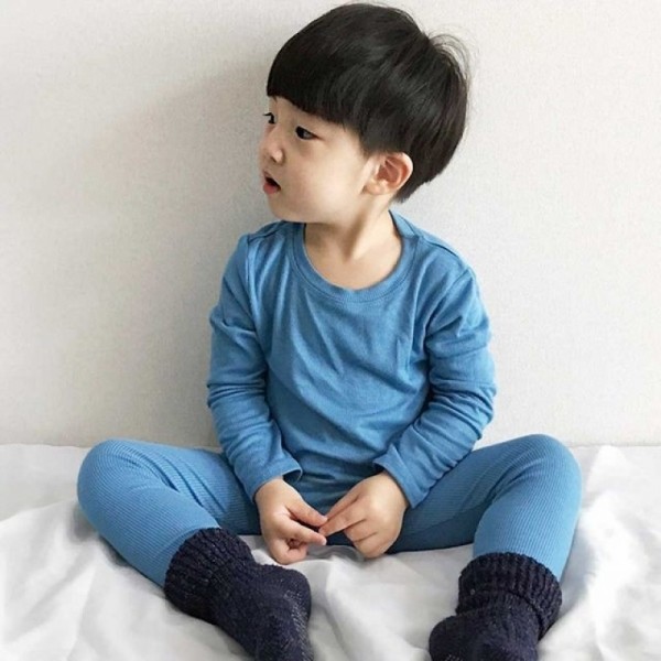 잇썸몰,남녀 공용 아기옷 아동 주니어 골지 상하의 실내복