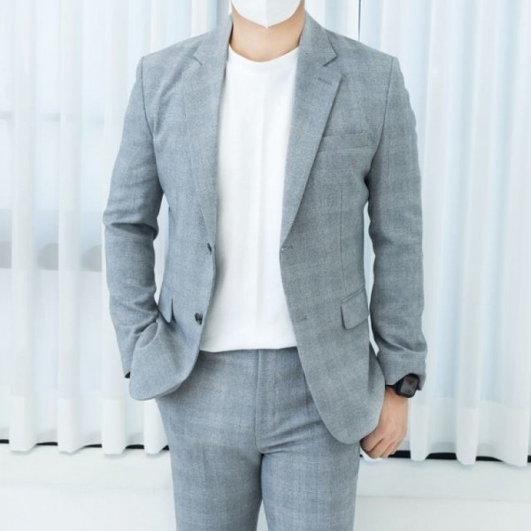 잇썸몰,남성 봄 여름정장 세미정장 캐주얼 체크수트_BL018S